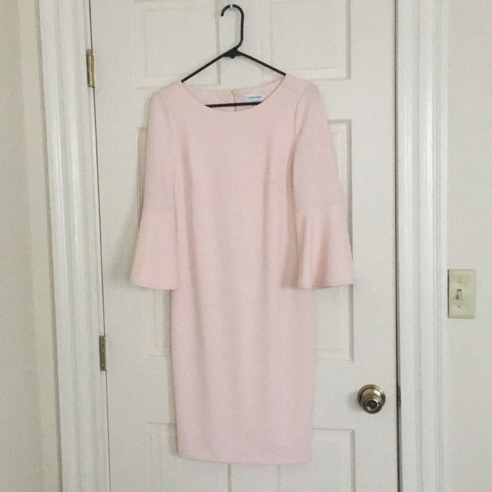 Bell Sleeved Calvin Klein Blush Dress